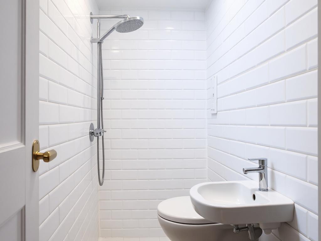Salle de bain de 4 m² rénovée à Clichy : douche à l'italienne, faïence blanche et WC suspendu